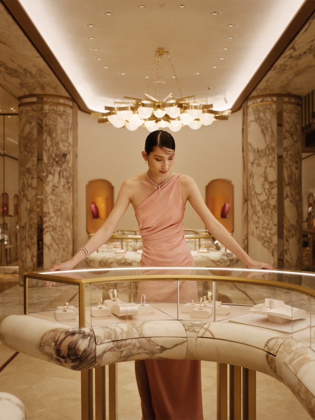 Woman looking at luxury jewellery