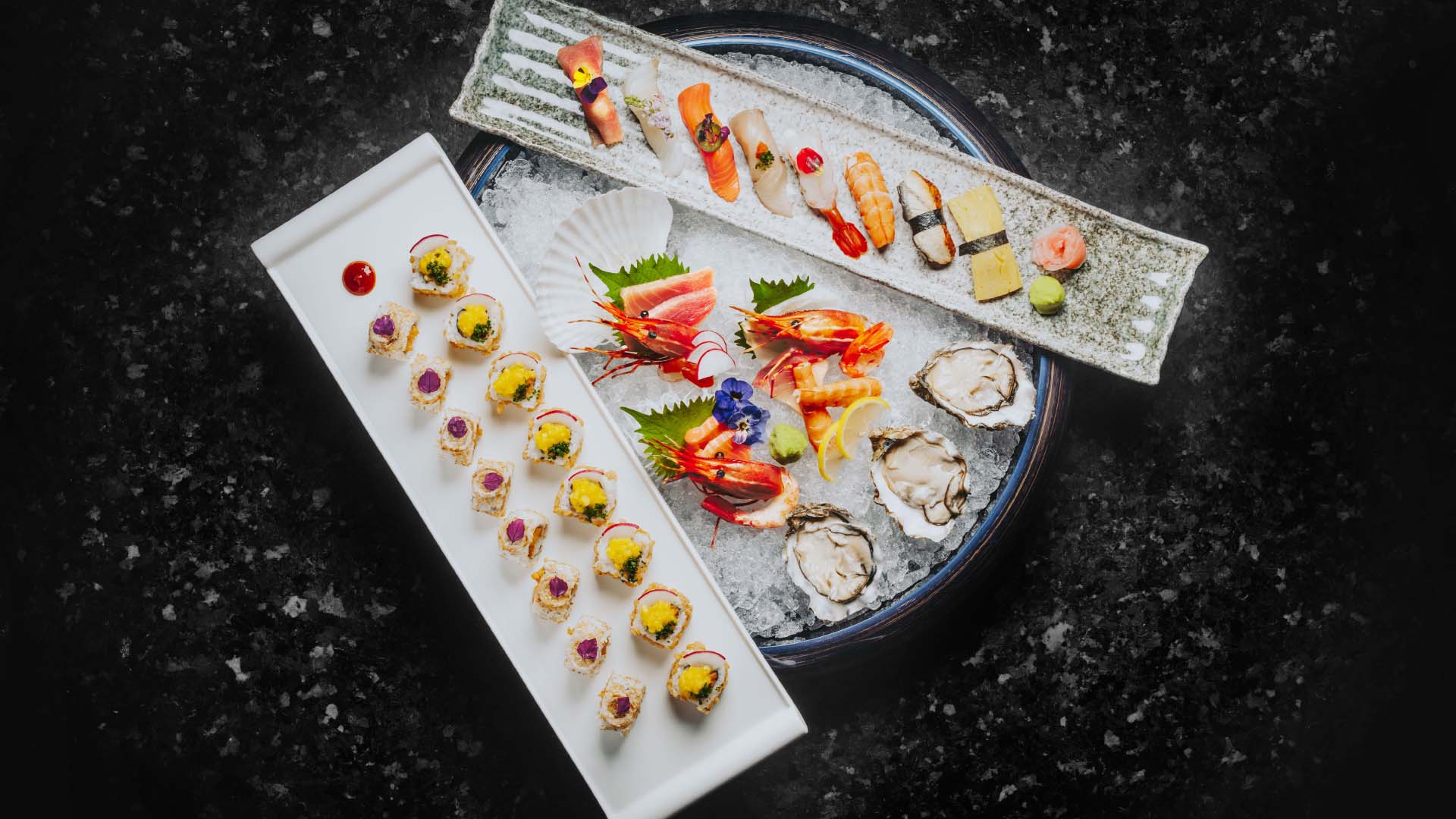 牡蛎和寿司拼盘