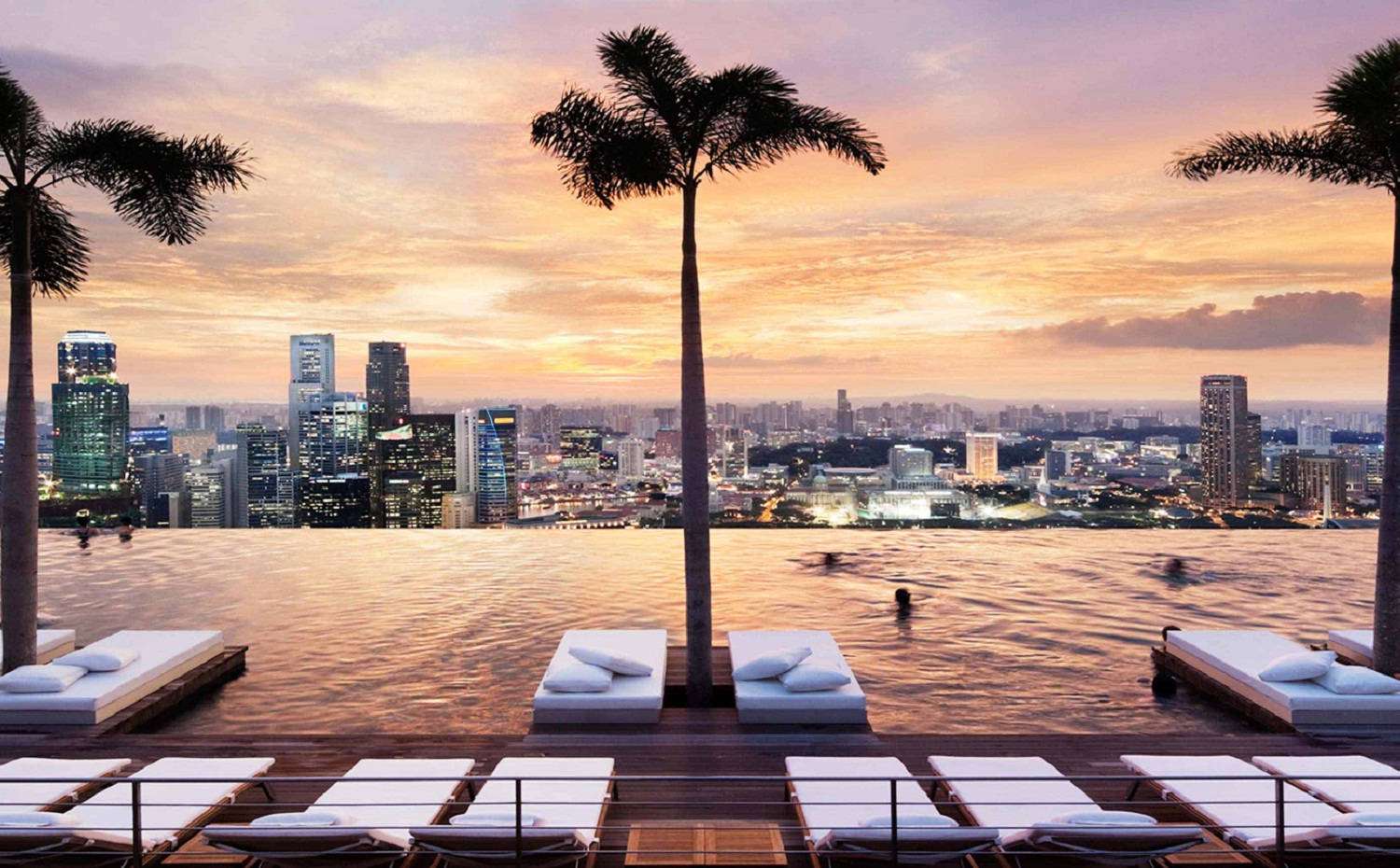 新加坡滨海湾金沙空中花园日落美景
