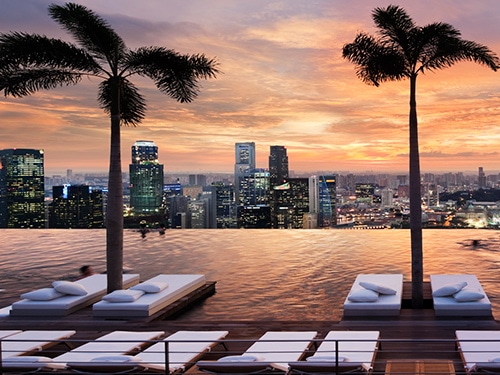 新加坡五日游 - 滨海湾金沙酒店无边泳池