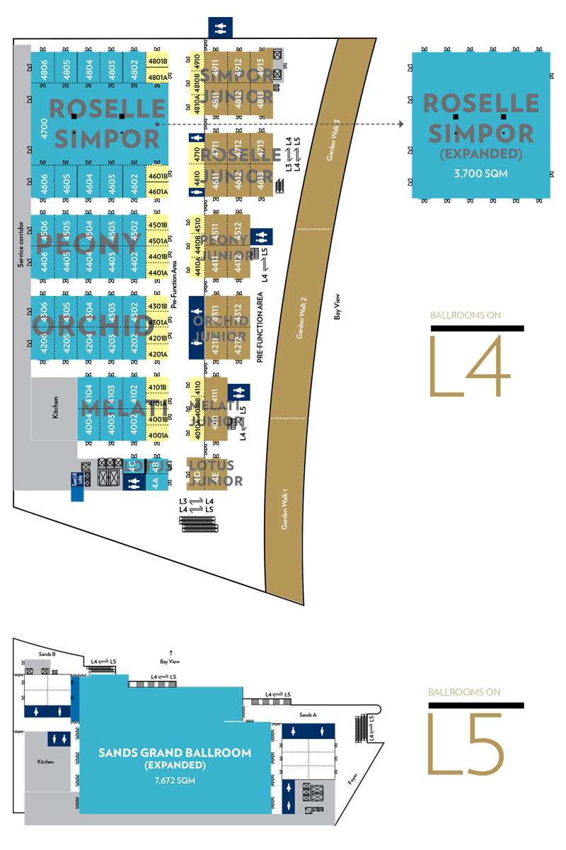 Floorplan: Ballrooms on Levels 4 and 5 of Sands Expo & Convention Centre