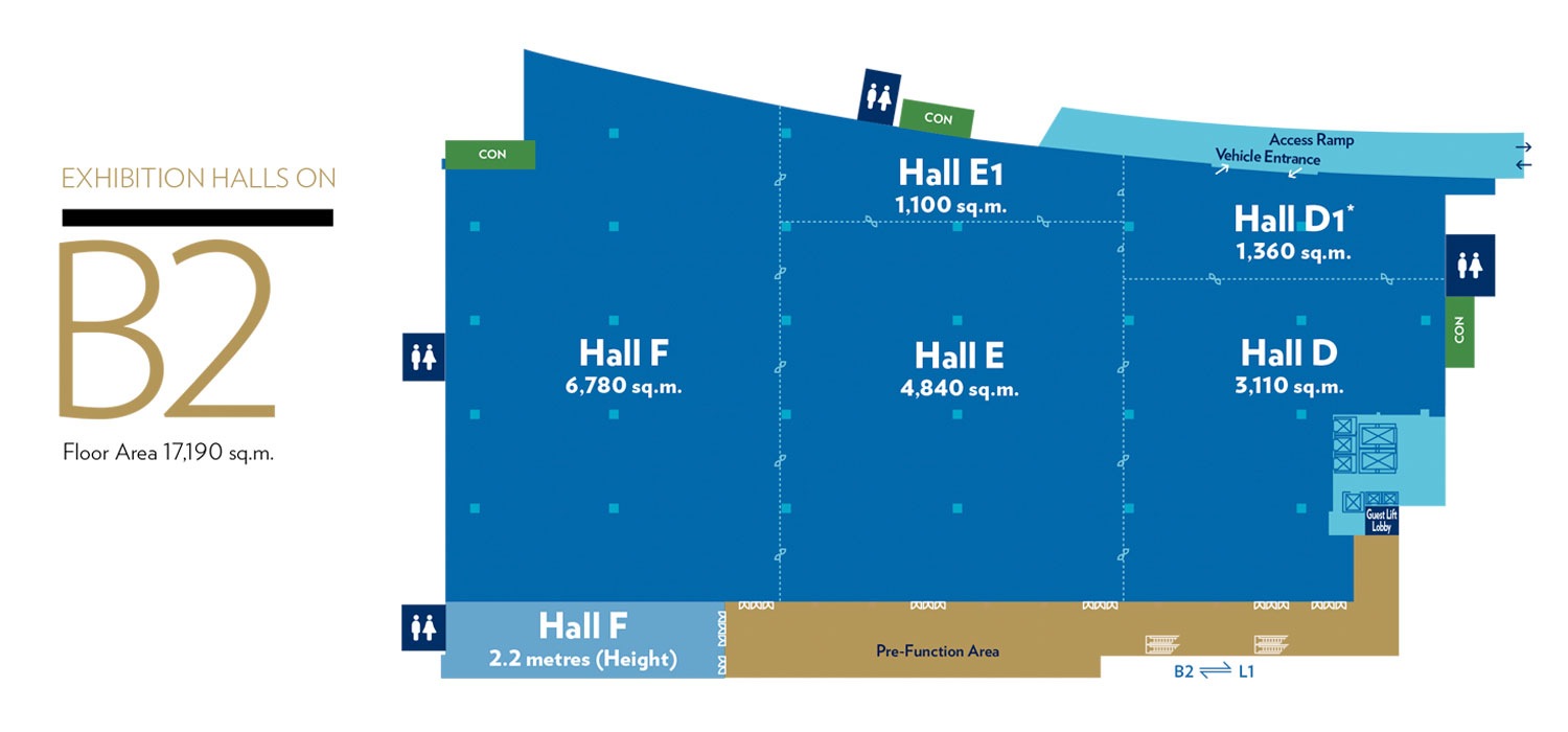 Floorplan: Exhibition Hall on B2 of Sands Expo & Convention Centre