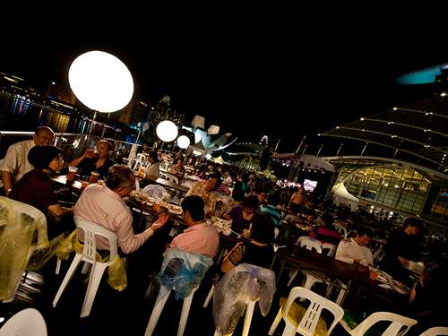 Event Plaza festivities at night - Marina Bay Sands