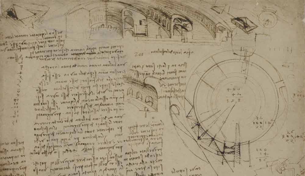 圆形堡垒大十字路口规划 约 1502—03 F.132 右页 列奥纳多•达•芬奇《大西洋古抄本》(Codex Atlanticus)