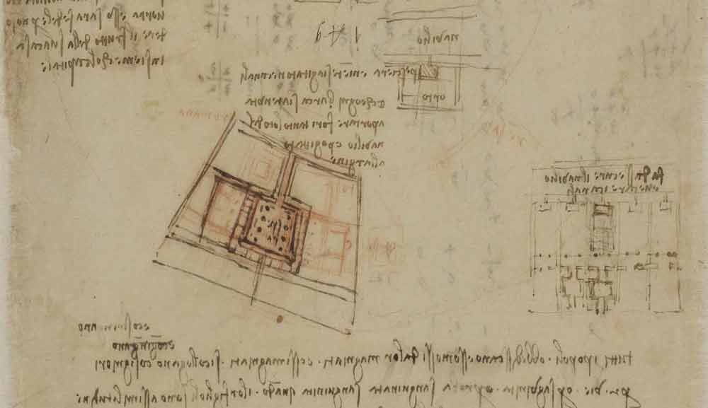 城镇规划建议 约 1493—97 F.184 右页 列奥纳多•达•芬奇《大西洋古抄本》(Codex Atlanticus)