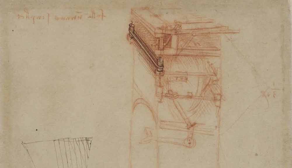 中提琴风琴细节 列奥纳多·达·芬奇《大西洋古抄本》(Codex Atlanticus) 的 1493—95 F.568  正面