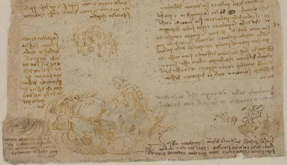 洪水绘制图 列奥纳多·达·芬奇《大西洋古抄本》(Codex Atlanticus) 1516—17 F.215 正面