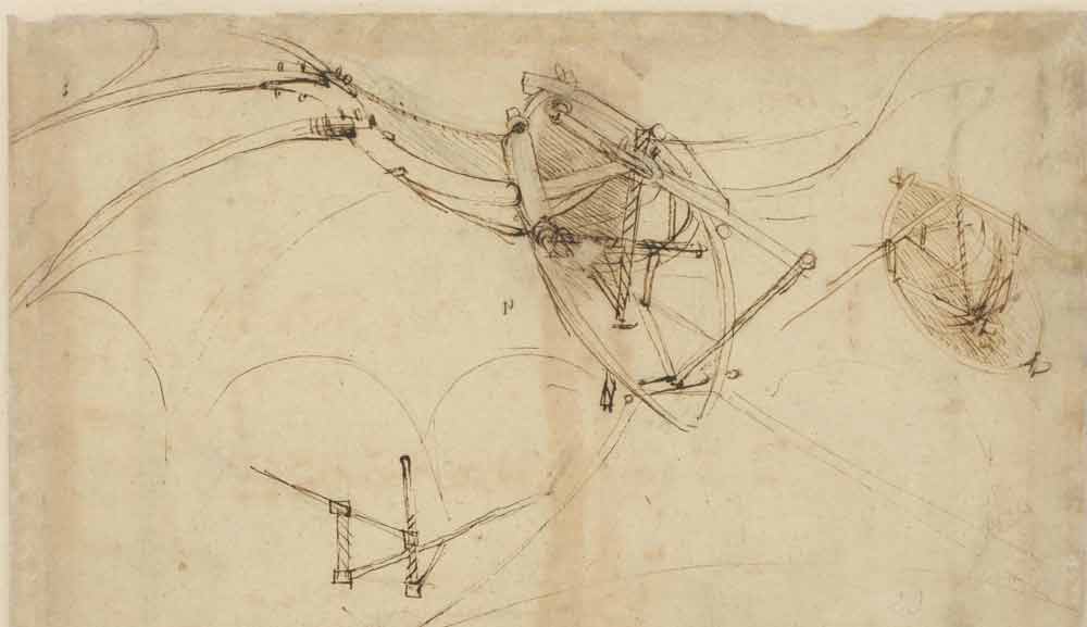 飞行机器 列奥纳多·达·芬奇《大西洋古抄本》(Codex Atlanticus) 1478—90 F.860 正面