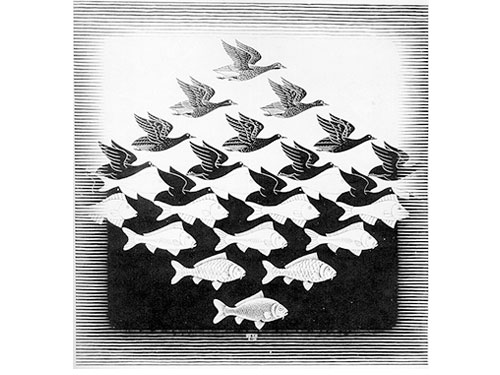 M.C. Escher, Sky and Water I