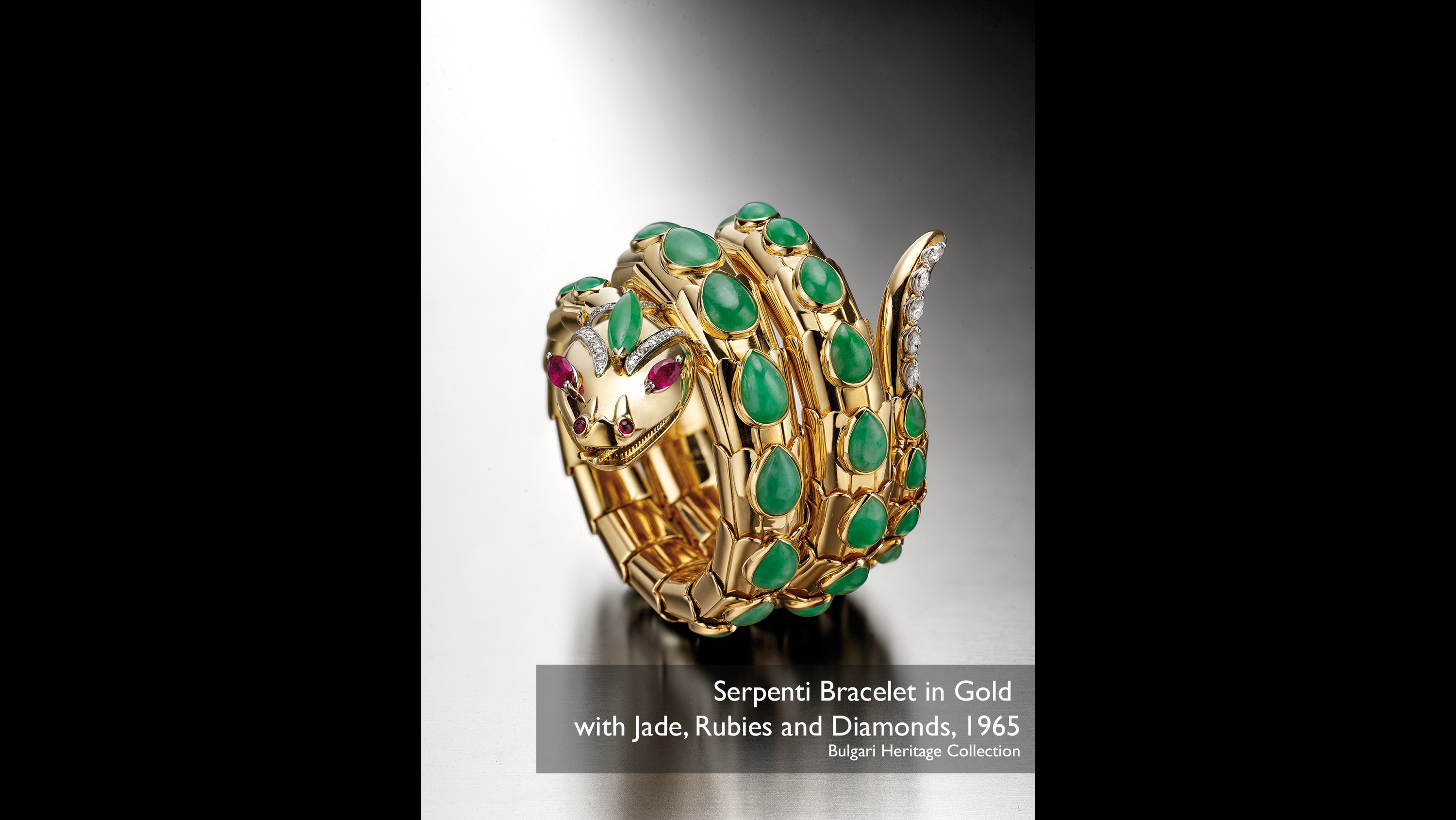 Serpenti bracelet in gold with jade, rubies and diamonds, 1965 Bulgari Heritage Collection