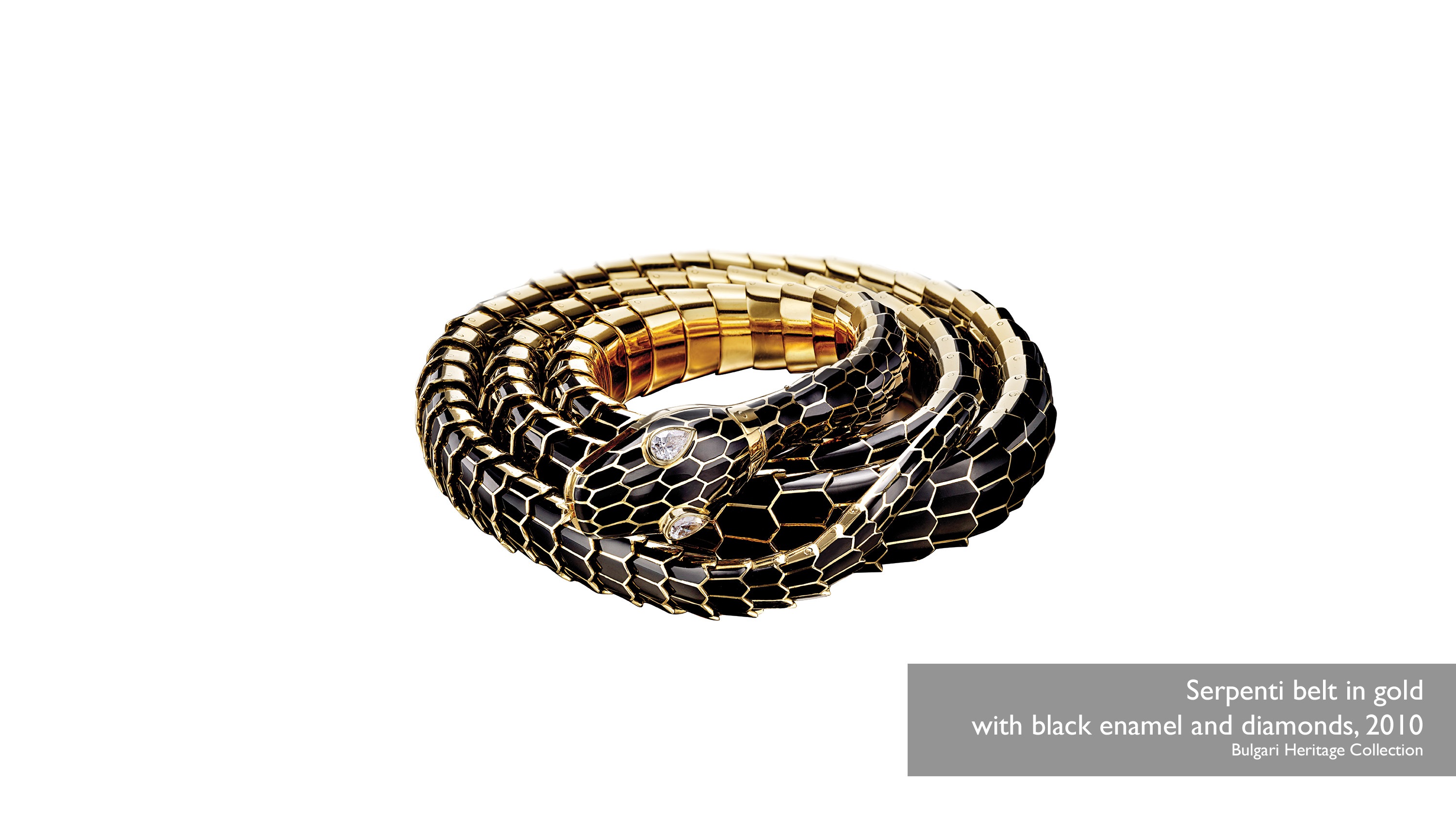 Serpenti belt in gold with black enamel and diamonds, 2010 Bulgari Heritage Collection