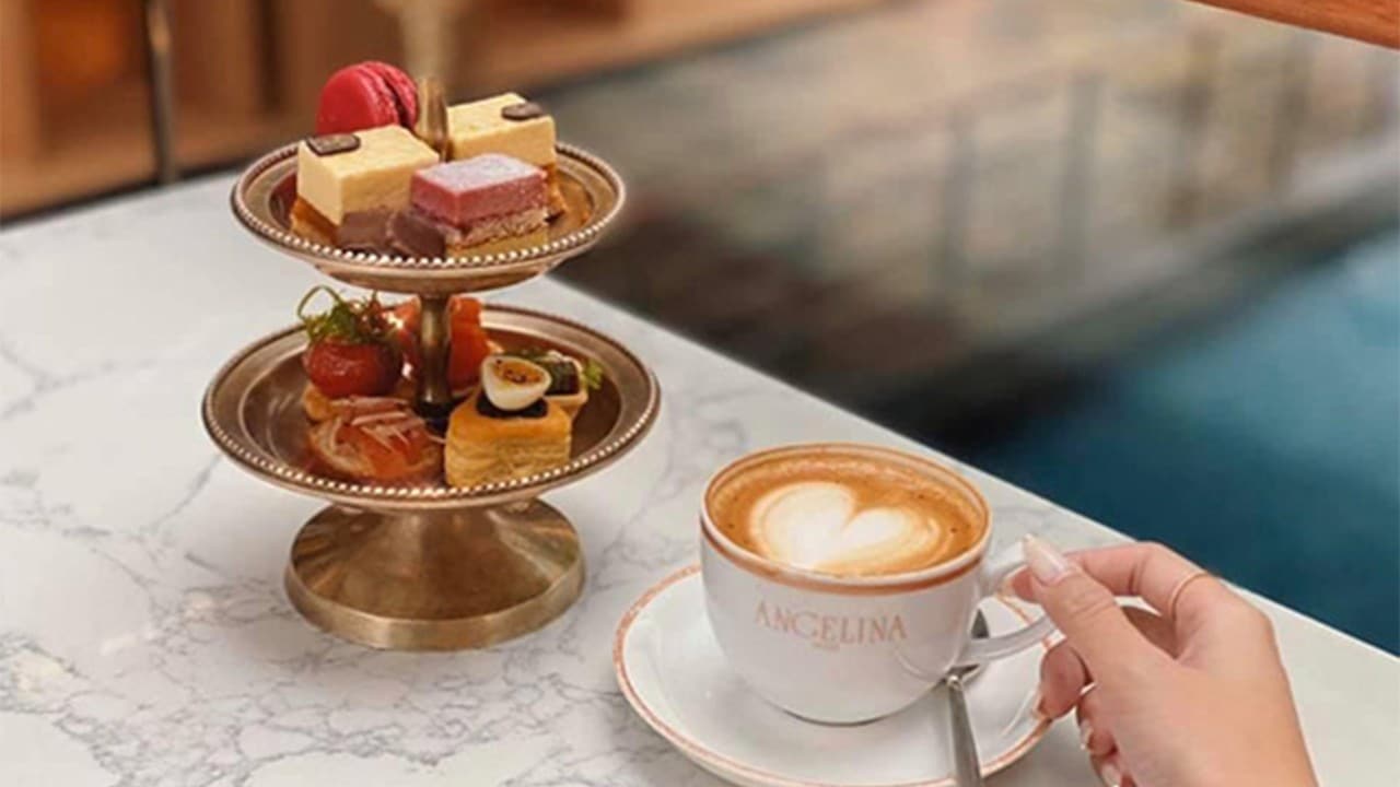 Coffee with pastry on the side at Angelina, one of the best cafes in Singapore that serves coffee
