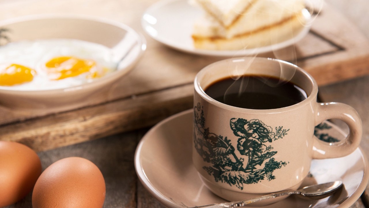 Soft-boiled egg and kaya toast paired with Singapore kopi at Rasapura Masters, Marina Bay Sands