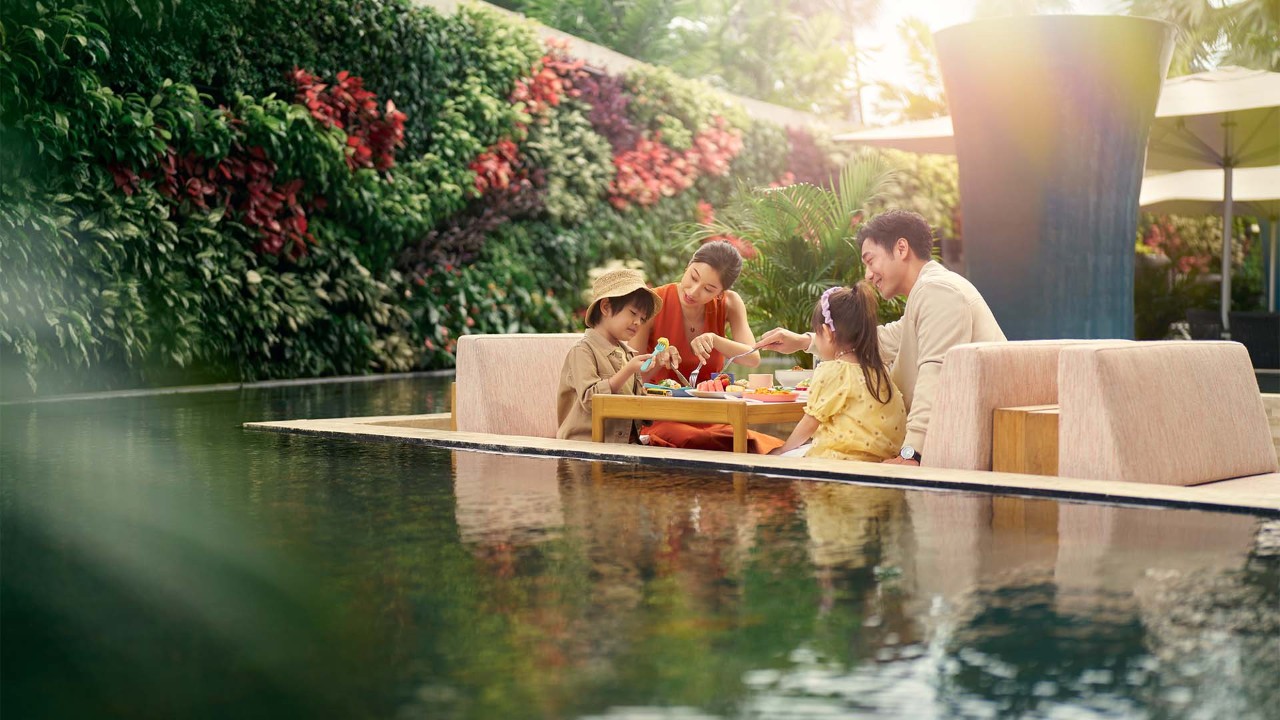 Easter goodies and breakfast on a dining table during Easter Sunday