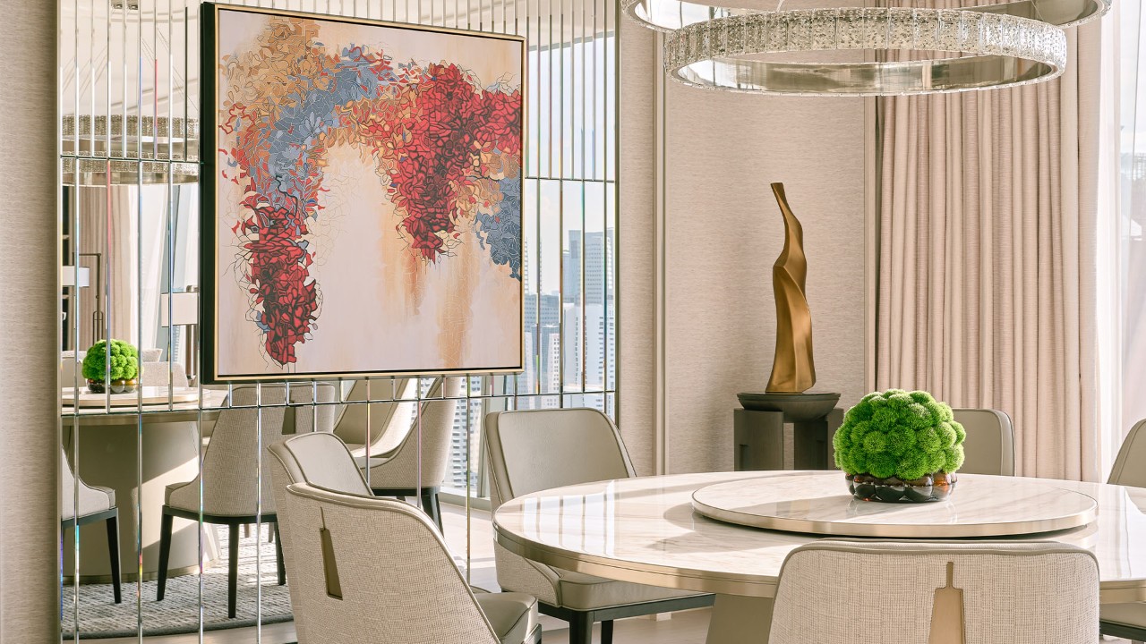 Dining table in a luxury suite